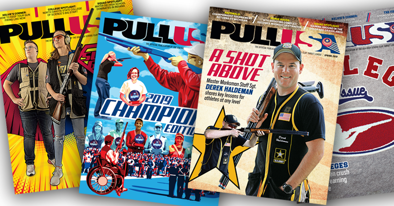 A collection of PullUSA magazine covers with a man holding a gun.